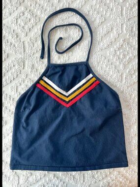 Urban Nation Retro Tie Neck Halter Top | Size Small